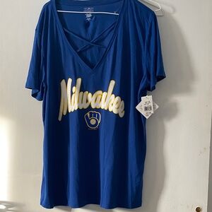 Majestic Women's Royal Blue Milwaukee Tee